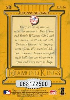 2004 Donruss - Diamond Kings #DK-16 Alfonso Soriano Back