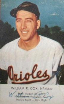 1955 EssKay Hot Dogs Baltimore Orioles #NNO William R. Cox Front