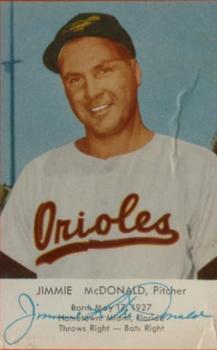 1955 EssKay Hot Dogs Baltimore Orioles #NNO Jimmie McDonald Front