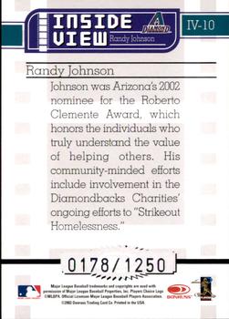 2004 Donruss - Inside View #IV-10 Randy Johnson Back