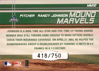2004 Donruss - Mound Marvels #MM12 Randy Johnson Back