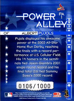 2004 Donruss - Power Alley Blue #PA1 Albert Pujols Back