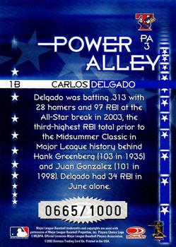 2004 Donruss - Power Alley Blue #PA3 Carlos Delgado Back