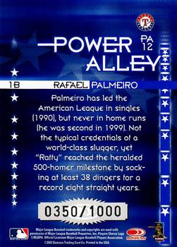 2004 Donruss - Power Alley Blue #PA12 Rafael Palmeiro Back