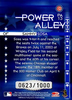 2004 Donruss - Power Alley Blue #PA13 Sammy Sosa Back