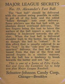 1935 Schutter-Johnson R332 #19 Grover Alexander Back