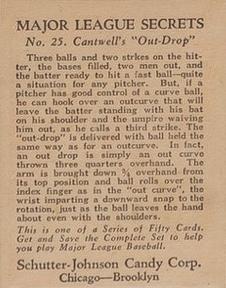 1935 Schutter-Johnson R332 #25 Ben Cantwell Back
