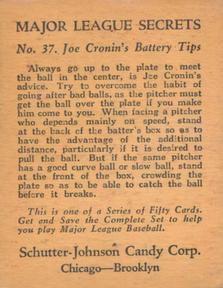1935 Schutter-Johnson R332 #37 Joe Cronin Back