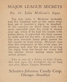 1935 Schutter-Johnson R332 #41 John McGraw Back
