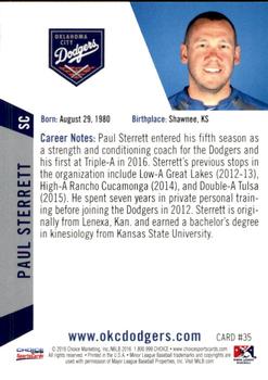 2016 Choice Oklahoma City Dodgers #35 Paul Sterrett Back