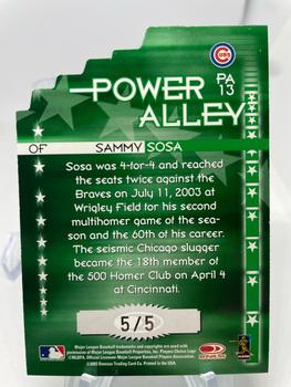 2004 Donruss - Power Alley Green Die Cut #PA13 Sammy Sosa Back