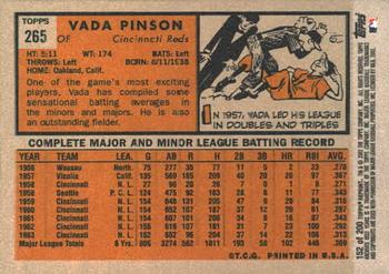 2002 Topps Archives #152 Vada Pinson Back