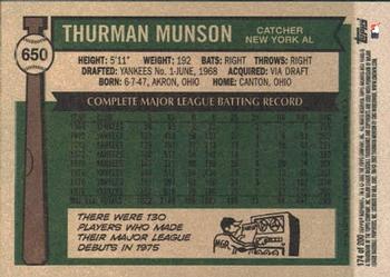 2002 Topps Archives #174 Thurman Munson Back