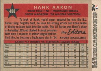 2002 Topps Archives #190 Hank Aaron Back