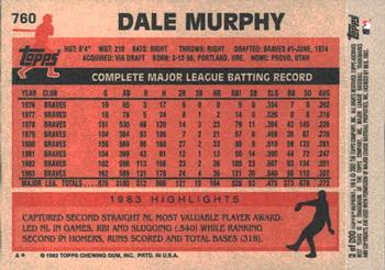 2002 Topps Archives #2 Dale Murphy Back