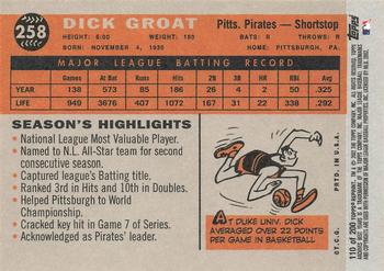 2002 Topps Archives #110 Dick Groat Back