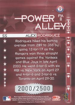 2004 Donruss - Power Alley Red #PA8 Alex Rodriguez Back