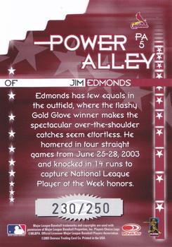 2004 Donruss - Power Alley Red Die Cut #PA5 Jim Edmonds Back