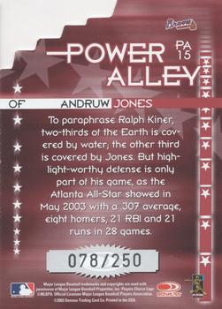 2004 Donruss - Power Alley Red Die Cut #PA15 Andruw Jones Back