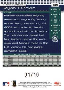 2004 Donruss - Press Proofs Black #186 Ryan Franklin Back
