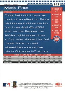 2004 Donruss - Press Proofs Red #242 Mark Prior Back