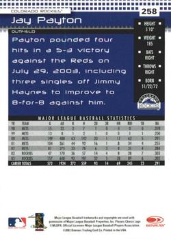 2004 Donruss - Press Proofs Red #258 Jay Payton Back