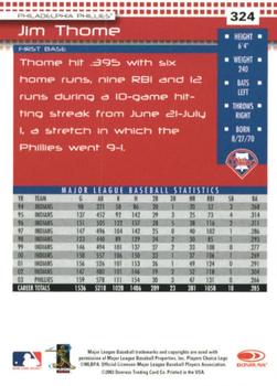 2004 Donruss - Press Proofs Red #324 Jim Thome Back