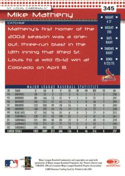 2004 Donruss - Press Proofs Red #345 Mike Matheny Back