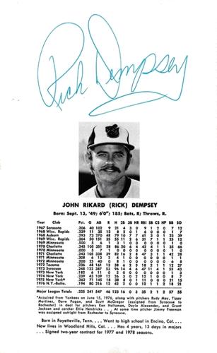 1977 Baltimore Orioles Photo Album #NNO Rick Dempsey Back