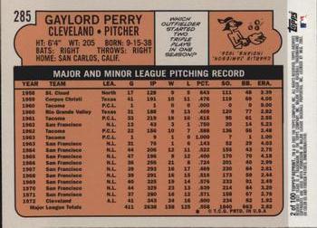 2002 Topps Archives Reserve #2 Gaylord Perry Back