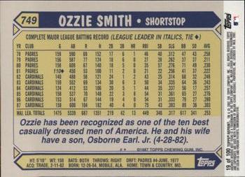 2002 Topps Archives Reserve #19 Ozzie Smith Back