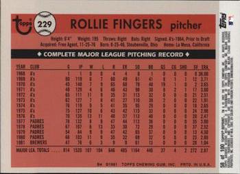 2002 Topps Archives Reserve #58 Rollie Fingers Back