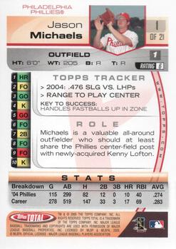 2005 Topps Total Philadelphia Phillies Alumni Night SGA #1 Jason Michaels Back