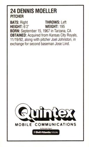 1993 Quintex Pittsburgh Pirates SGA #NNO Dennis Moeller Back