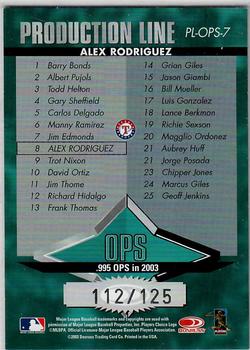 2004 Donruss - Production Line OPS Black #PL-OPS-7 Alex Rodriguez Back