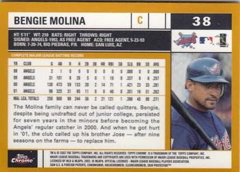 2002 Topps Chrome #38 Bengie Molina Back