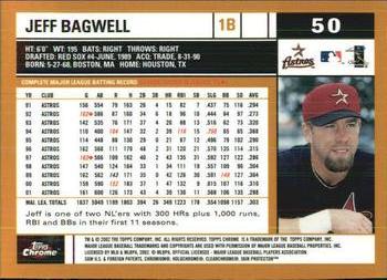 2002 Topps Chrome #50 Jeff Bagwell Back