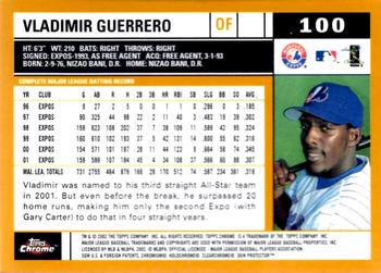 2002 Topps Chrome #100 Vladimir Guerrero Back