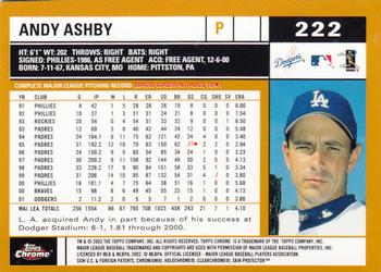 2002 Topps Chrome #222 Andy Ashby Back