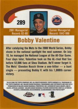 2002 Topps Chrome #289 Bobby Valentine Back