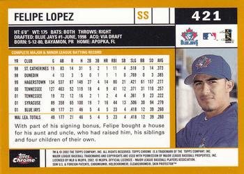 2002 Topps Chrome #421 Felipe Lopez Back