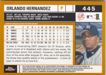 2002 Topps Chrome #445 Orlando Hernandez Back