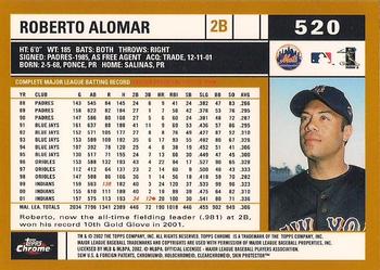 2002 Topps Chrome #520 Roberto Alomar Back