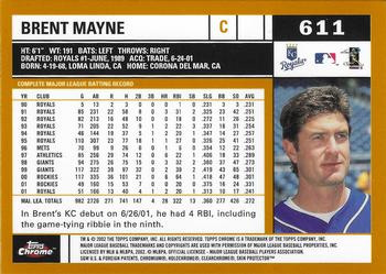 2002 Topps Chrome #611 Brent Mayne Back