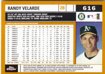 2002 Topps Chrome #616 Randy Velarde Back
