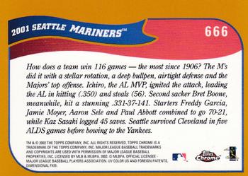 2002 Topps Chrome #666 Seattle Mariners Back