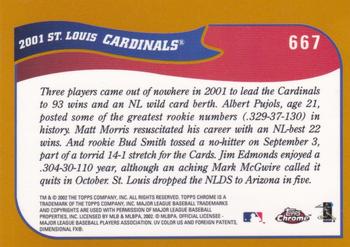 2002 Topps Chrome #667 St. Louis Cardinals Back