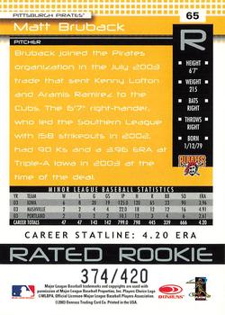 2004 Donruss - Stat Line Career #65 Matt Bruback Back