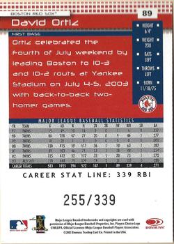 2004 Donruss - Stat Line Career #89 David Ortiz Back