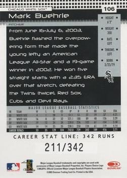 2004 Donruss - Stat Line Career #106 Mark Buehrle Back